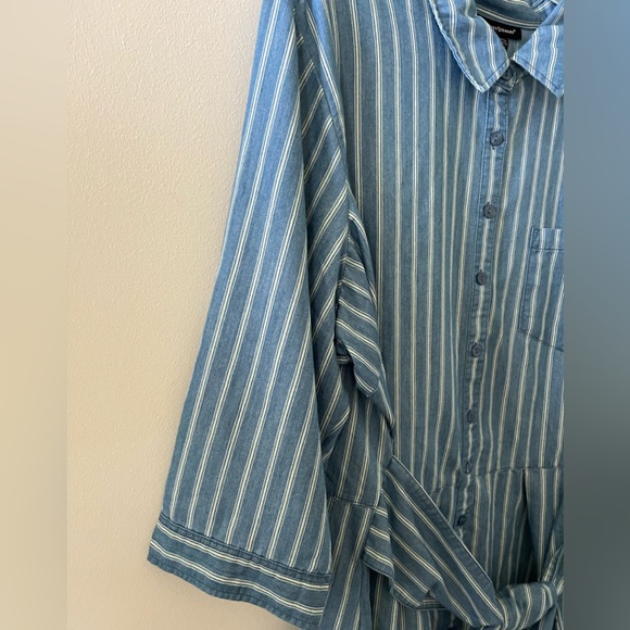 BN Denim Striped Shirtdress Size 24 - Picture 6 of 12